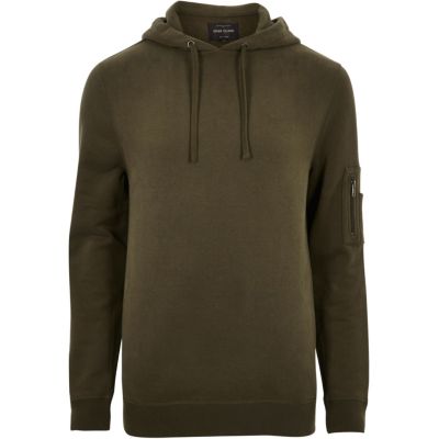 Dark green zip sleeve hoodie